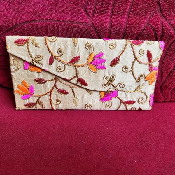 Decorative Money Purse Cream Emboridery