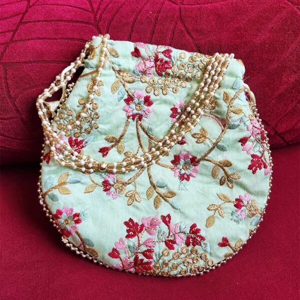 Handmade Silk Potli Bag Pista Green