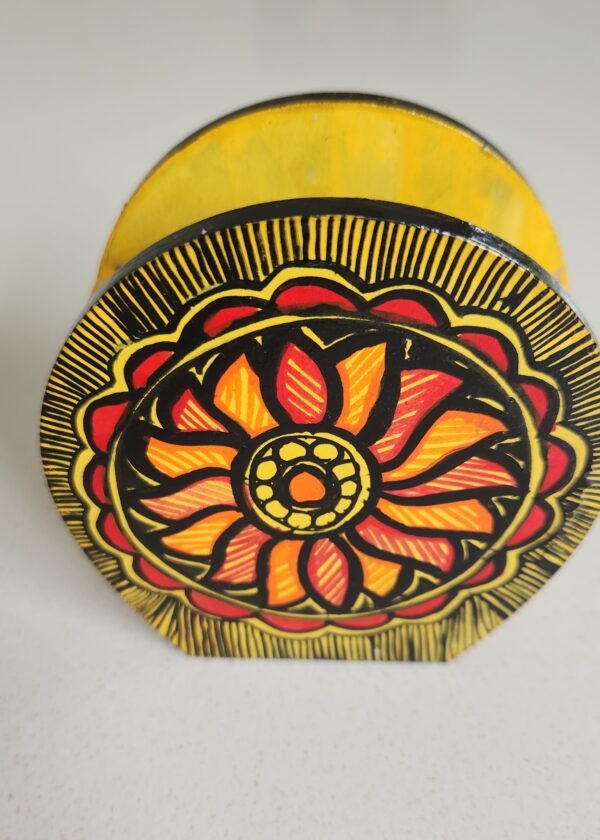 Madhubani Pen Holder Yellow - Image 2