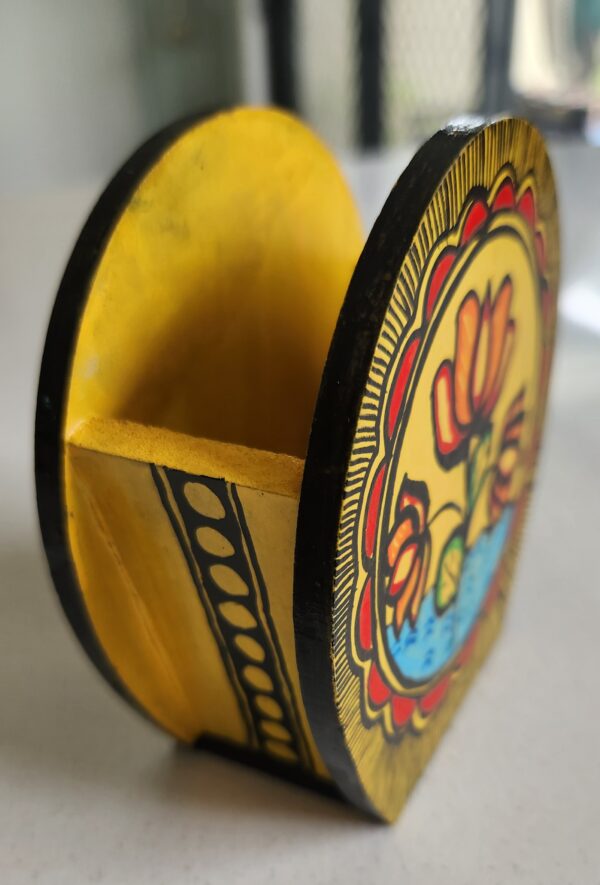 Madhubani Pen Holder Yellow - Image 3