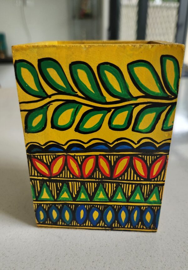 Madhubani Pen Holder Yellow