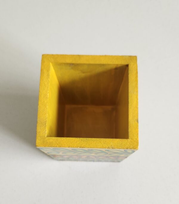 Madhubani Pen Holder Yellow - Image 4