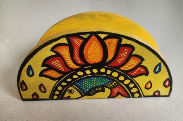Madhubani Tissue Holder Yellow