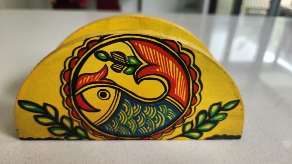 Madhubani Tissue Holder Yellow - Image 2