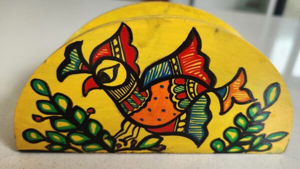 Madhubani Tissue Holder Yellow