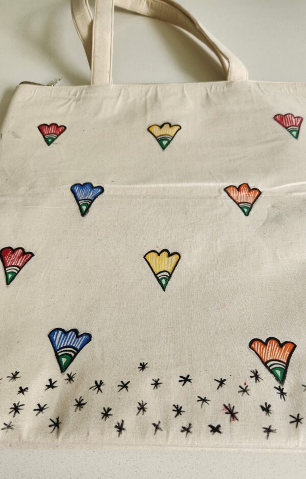 Madhubani Canvas Tote Bag Sun - Image 4