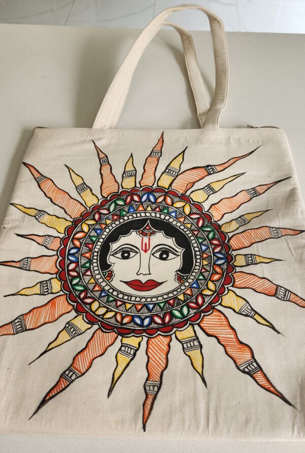 Madhubani Canvas Tote Bag Sun