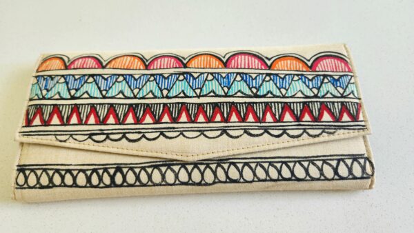 Madhubani Clutch Purse Cream
