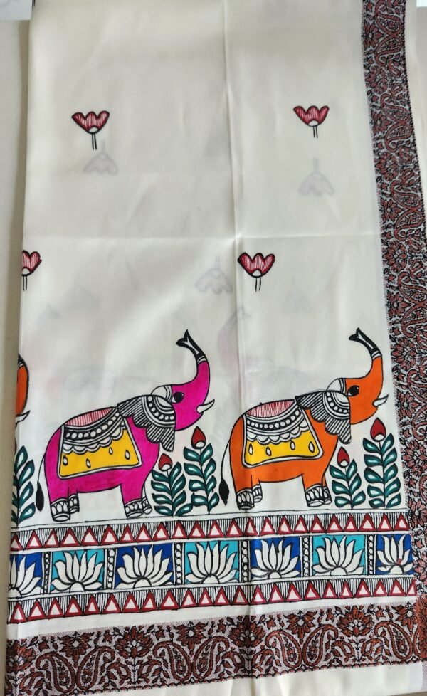 Madhubani Shawl Elephant - Image 2