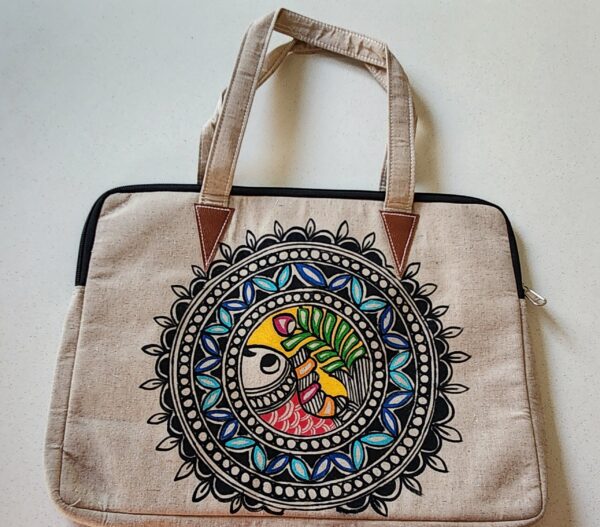 Madhubani Laptop/iPad Bag Fish