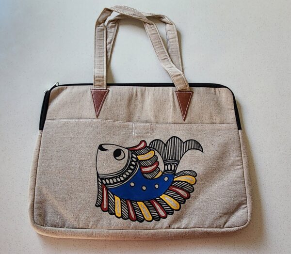 Madhubani Laptop/iPad Bag Lotus - Image 2