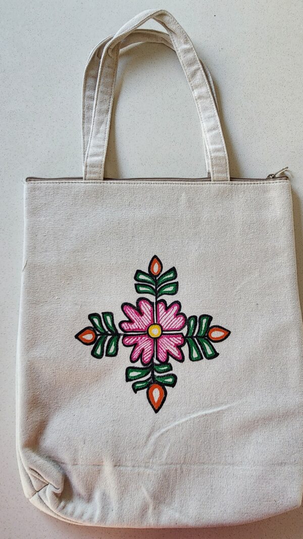 Madhubani Canvas Tote Bag Fish Canvas - Image 2