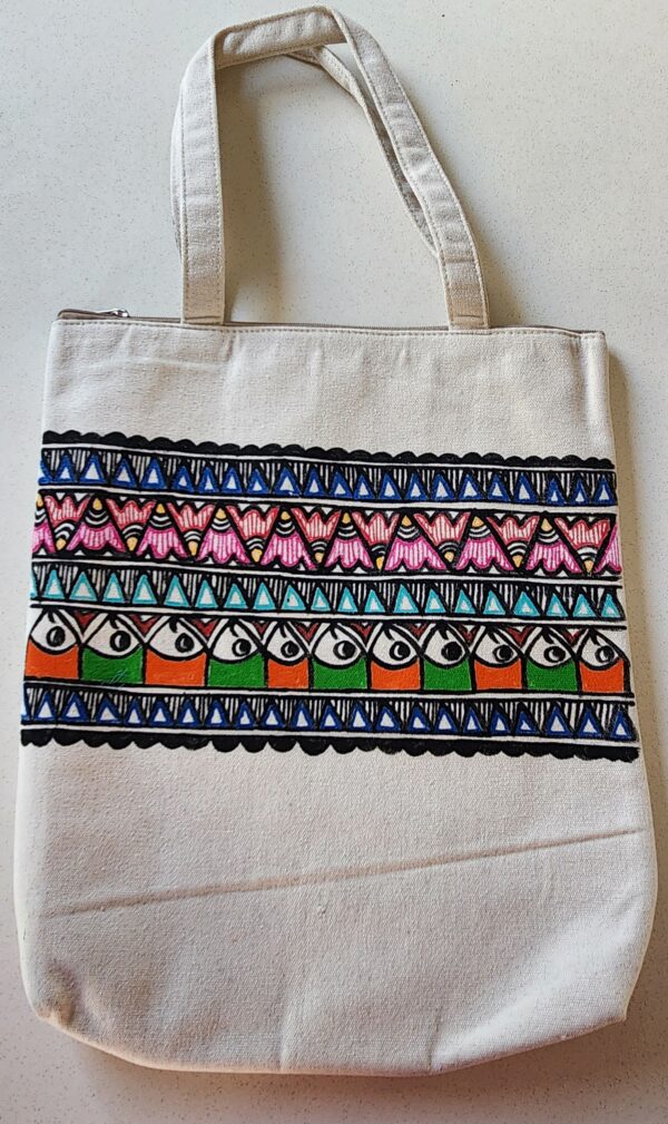 Madhubani Canvas Tote Bag Fish Canvas - Image 2