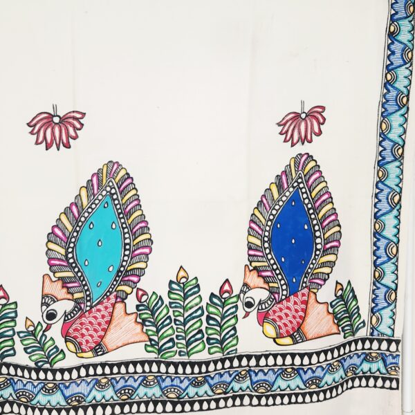 Madhubani Shawl Peacock - Image 2