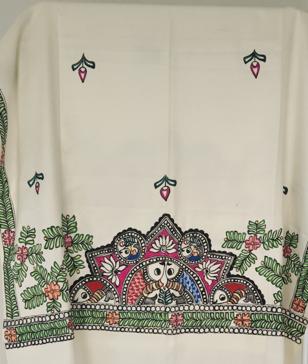 Madhubani Shawl Fish and Lotus