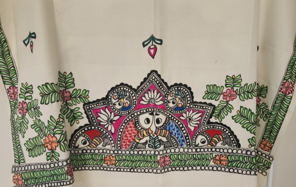 Madhubani Shawl Fish and Lotus - Image 2